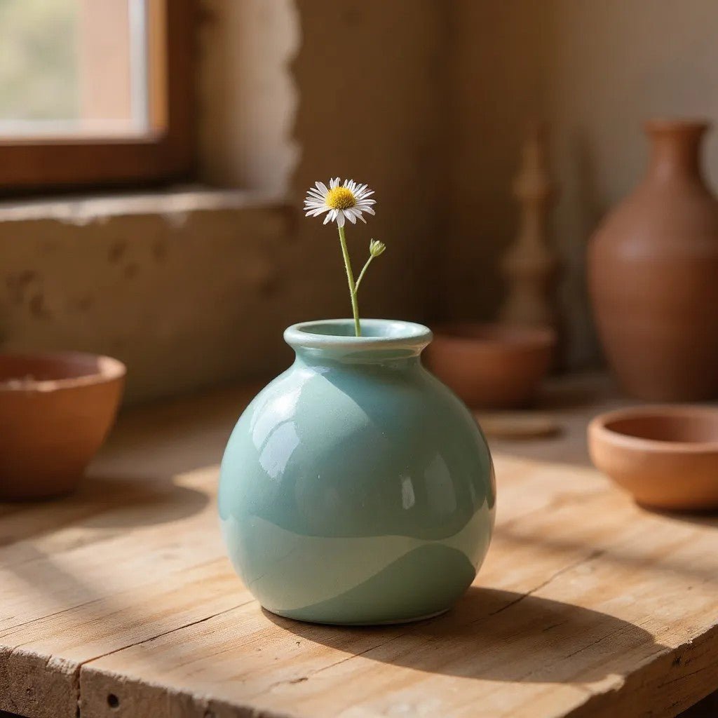 Vase en Céramique - ZenHydroVase™ - Cyan - Ambiance et décoration